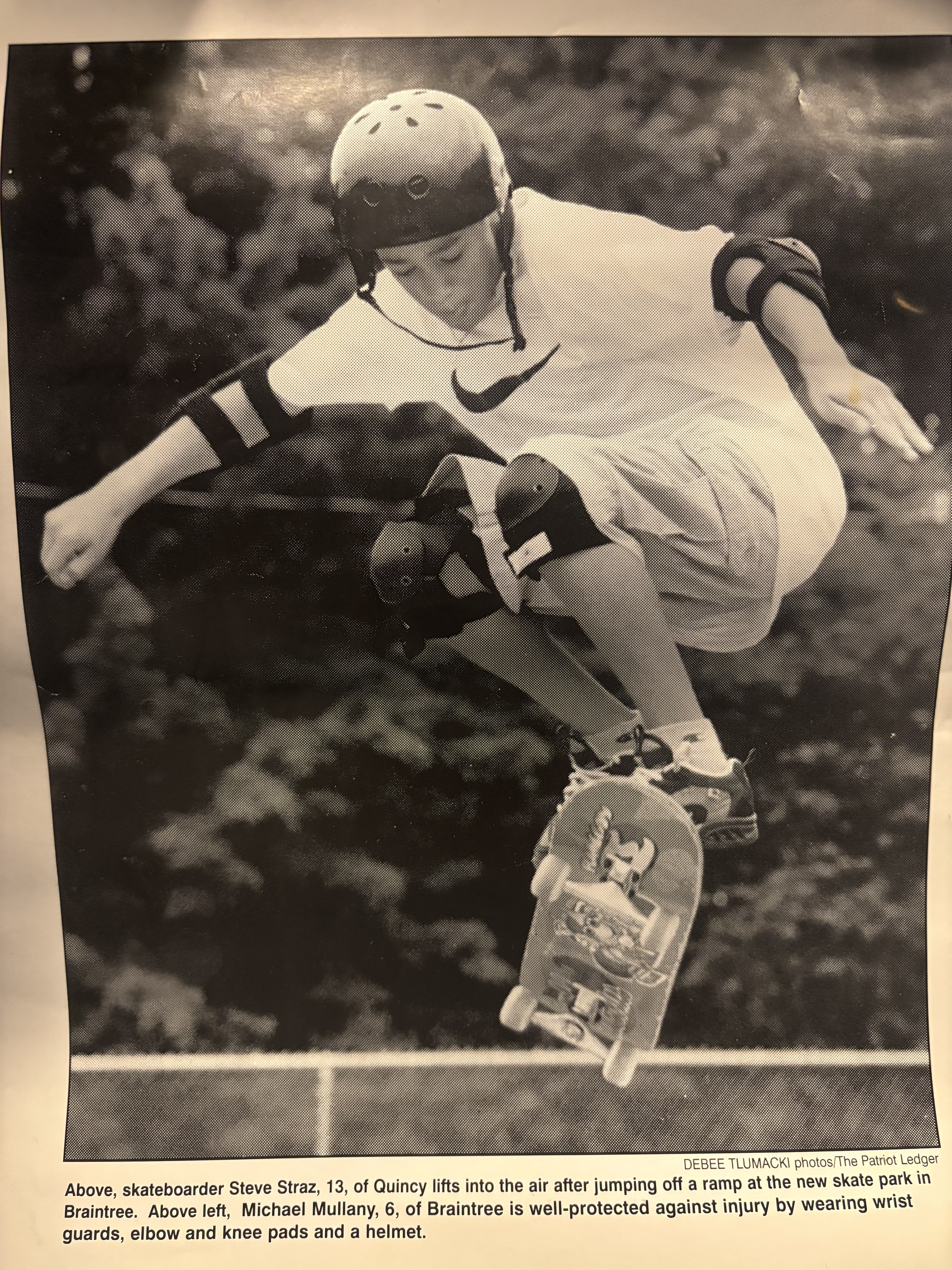 Patriot Ledger coverage featuring Steve Straz skateboarding